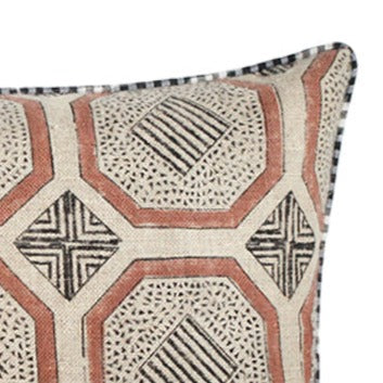 Filling Spaces Artful Traditionalist Bohemian Lumbar Pillow with Contrast Trim - 18 x 18 - 20 x 20 - 22 x 22 - 24 x 24 - 26X 26 - 14 x 20 - 14 x 40 - 18 x 40 - 16 x 50