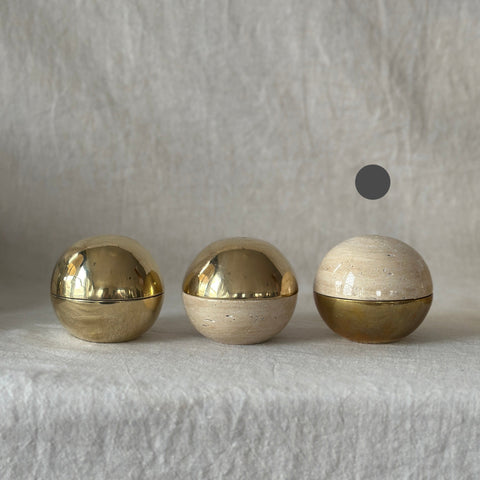 Small Dot Box, Travertine over Brass