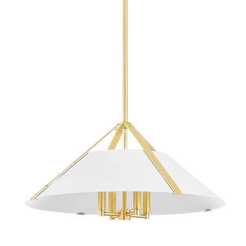 Raymond Modern Candelabra Pendant Light in Aged Brass
