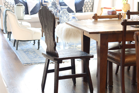 Artful Traditionalist Rustic Handmade Crown Back Dining Side Chair