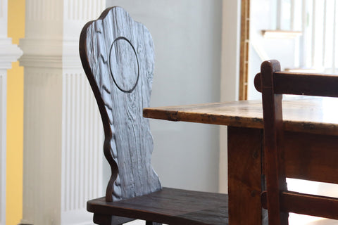 Artful Traditionalist Rustic Handmade Crown Back Dining Side Chair