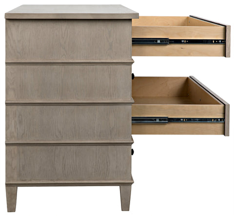 Dennis Contemporary Oak Drawer Dresser with Knob Handles