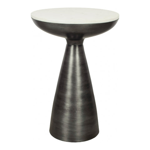 Contemporary Drum Center Table with Round Marble Top