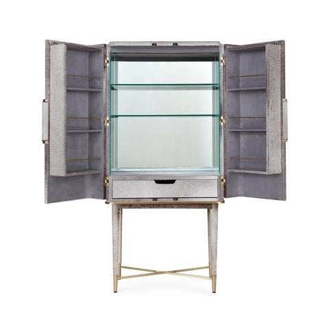 Florian Art Deco Bar Cabinet with Polished Brass Finish