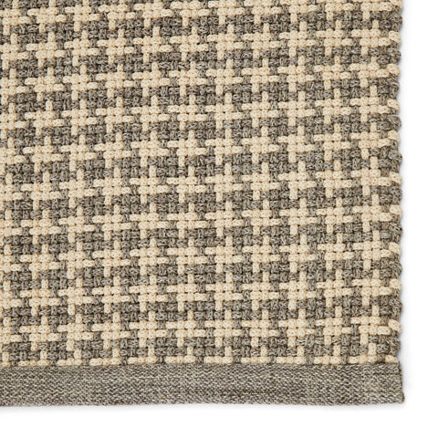 Contemporary Houndstooth Area Rug with Contrast Trim - Rectangle