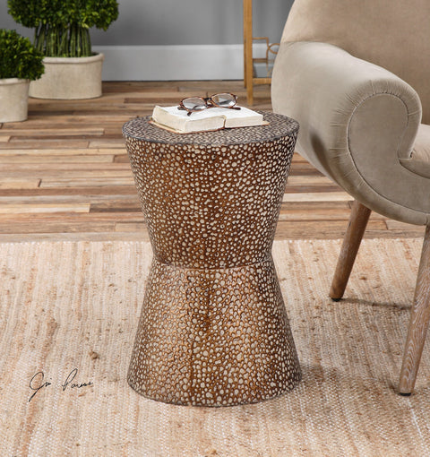 Uttermost Contemporary Shagreen Drum Center Table Accent Table