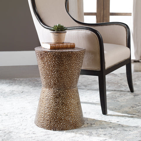 Uttermost Contemporary Shagreen Drum Center Table Accent Table