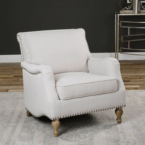 Artful Traditionalist Rolled Armchair with Nailhead Embellishment