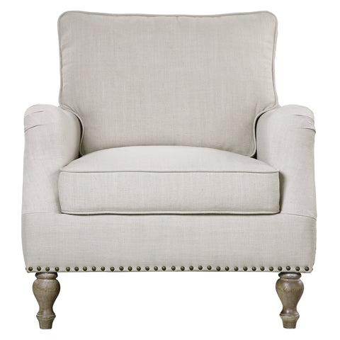 Artful Traditionalist Rolled Armchair with Nailhead Embellishment