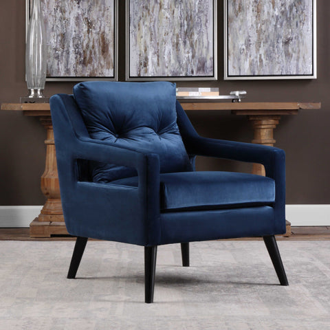 Timeless Minimalist Mid Century Velvet Upholstered Armchair