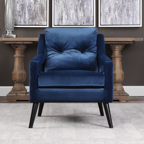 Timeless Minimalist Mid Century Velvet Upholstered Armchair