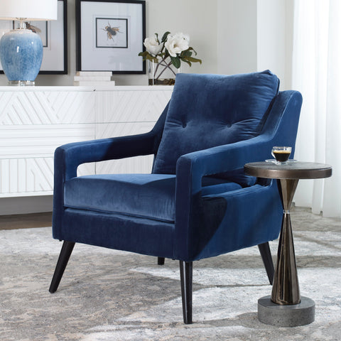 Timeless Minimalist Mid Century Velvet Upholstered Armchair