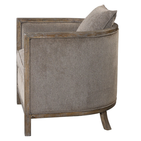 Timeless Minimalist Barrel Accent Chair in Gray Upholstered Design
