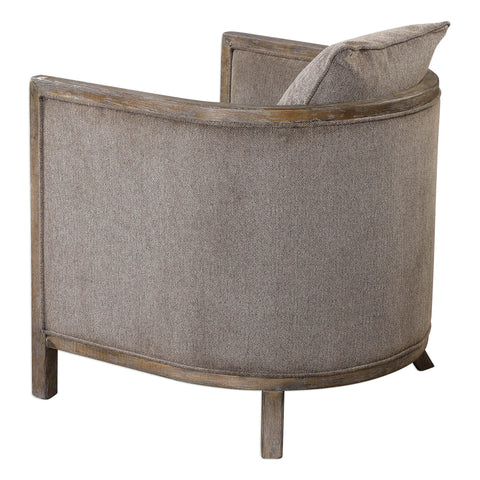 Timeless Minimalist Barrel Accent Chair in Gray Upholstered Design