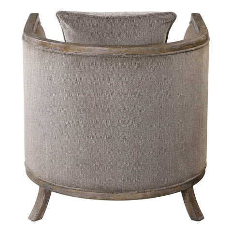 Timeless Minimalist Barrel Accent Chair in Gray Upholstered Design