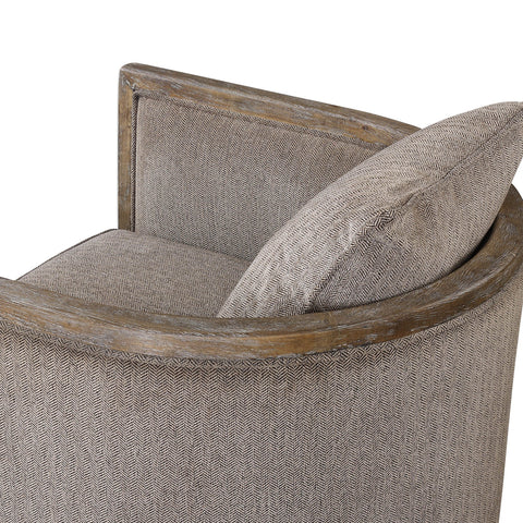 Timeless Minimalist Barrel Accent Chair in Gray Upholstered Design