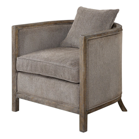 Timeless Minimalist Barrel Accent Chair in Gray Upholstered Design