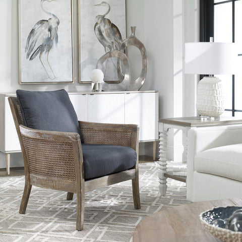 Artful Traditionalist Curved Arm Contemporary Armchair