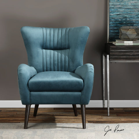 Dax Timeless Minimalist Wingback Velvet Accent Chair