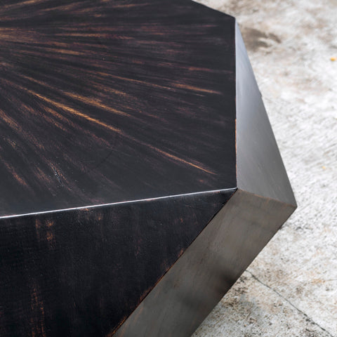 Volker Hexagonal Drum Coffee Table with Abstract Design
