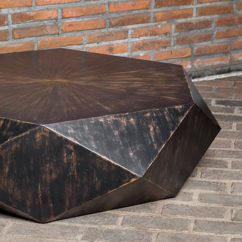 Volker Hexagonal Drum Coffee Table with Abstract Design
