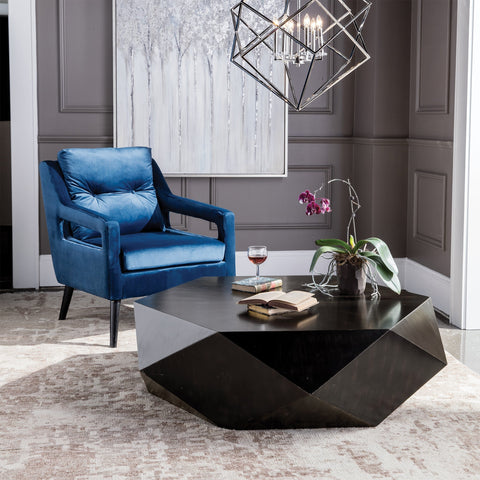 Volker Hexagonal Drum Coffee Table with Abstract Design