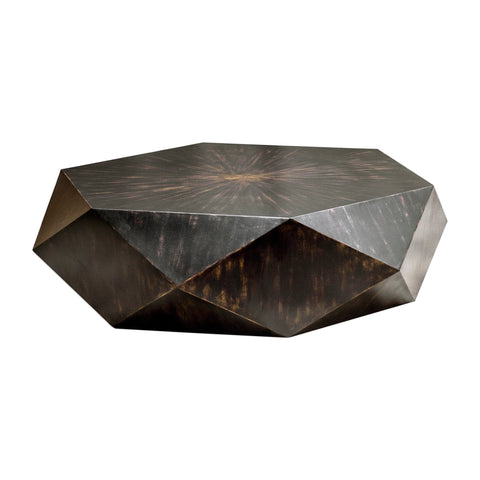 Volker Hexagonal Drum Coffee Table with Abstract Design