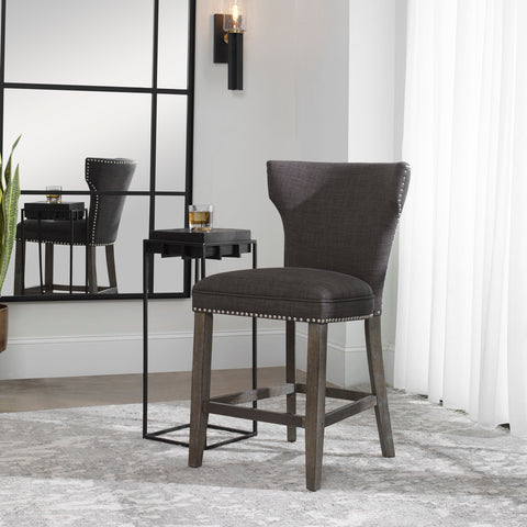 Timeless Minimalist Barrel Back Upholstered Counter Stool