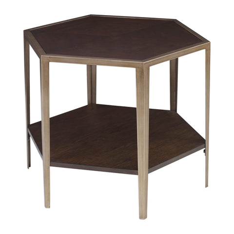 Alicia Geometric Hexagonal Center Table with Inlay Accent Table