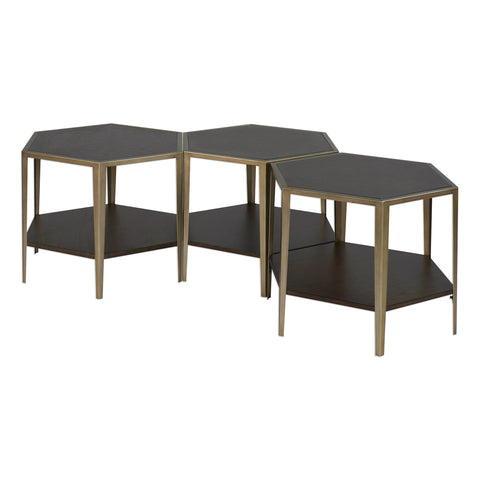 Alicia Geometric Hexagonal Center Table with Inlay Accent Table