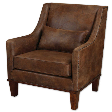 Artful Traditionalist Upholstered Armchair with Nailhead Trim