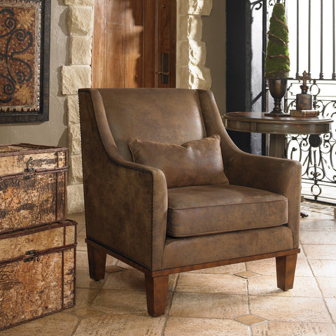 Artful Traditionalist Upholstered Armchair with Nailhead Trim