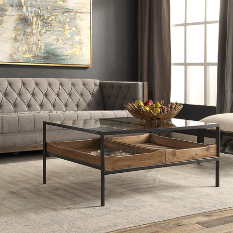 Industrial Creative Rectangle Coffee Table with Storage