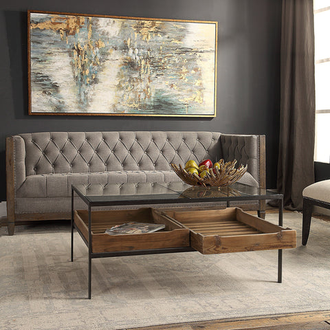 Industrial Creative Rectangle Coffee Table with Storage