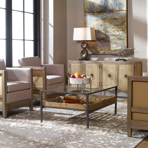 Industrial Creative Rectangle Coffee Table with Storage