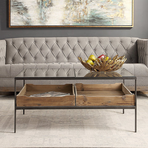 Industrial Creative Rectangle Coffee Table with Storage