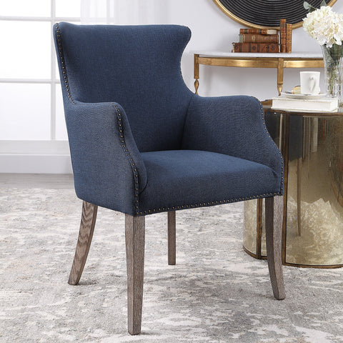 Timeless Minimalist Wingback Armchair with Curved Fixed Arms