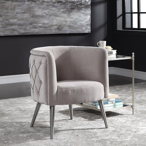 Timeless Minimalist Barrel Tufted Velvet Accent Chair