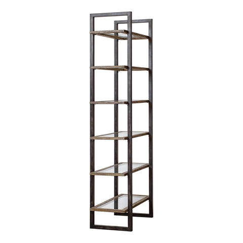 Olwyn Industrial Creative Distressed Etagere Bookshelf