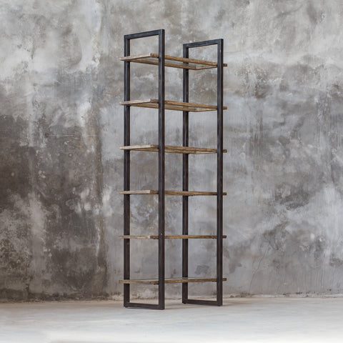 Olwyn Industrial Creative Distressed Etagere Bookshelf
