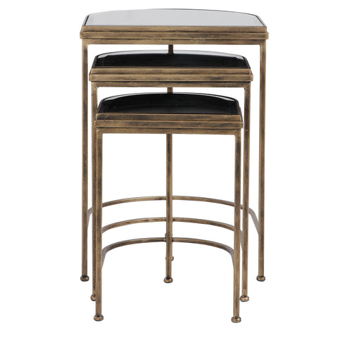 Uttermost Contemporary Curved Mirror Nesting Table Set