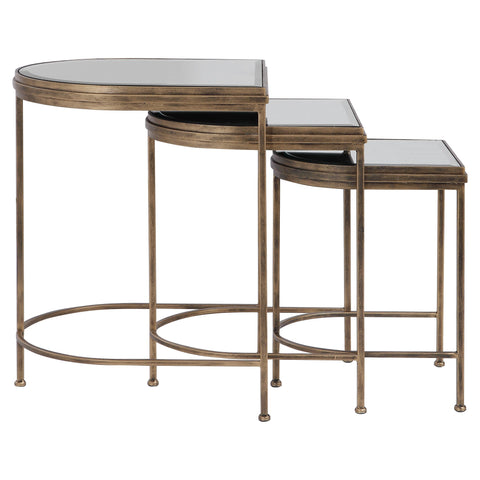 Uttermost Contemporary Curved Mirror Nesting Table Set