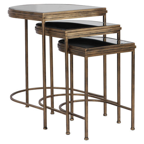Uttermost Contemporary Curved Mirror Nesting Table Set