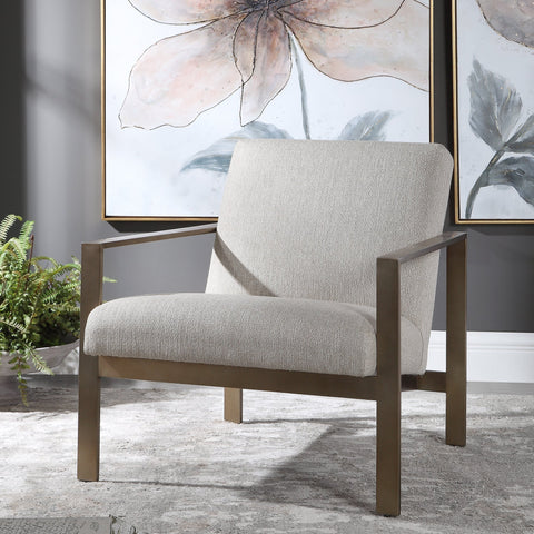 Timeless Minimalist Parsons Accent Chair with Brushed Antique Finish