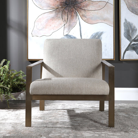 Timeless Minimalist Parsons Accent Chair with Brushed Antique Finish