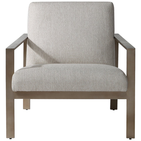 Timeless Minimalist Parsons Accent Chair with Brushed Antique Finish