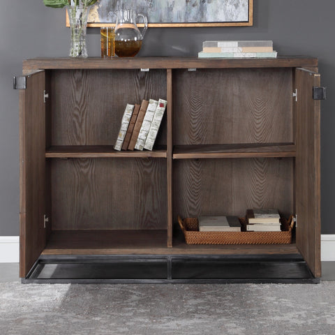 Evros Washed Antique Accent Cabinet in Modern Rustic Style