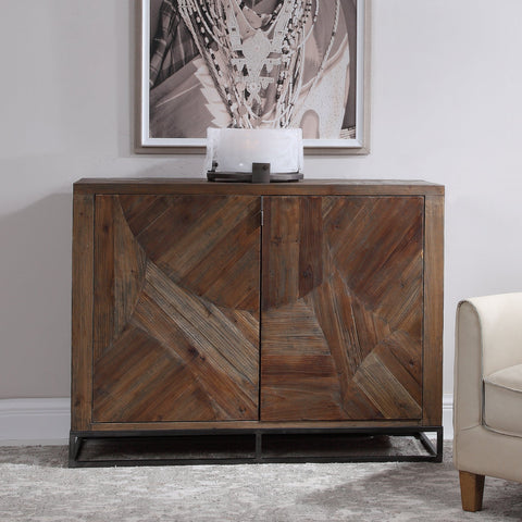 Evros Washed Antique Accent Cabinet in Modern Rustic Style