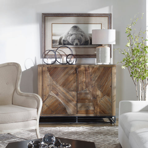 Evros Washed Antique Accent Cabinet in Modern Rustic Style