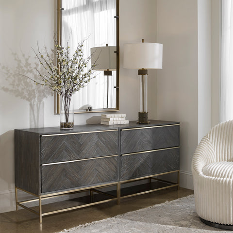 Armistead Herringbone Accent Chest with Pull Handles